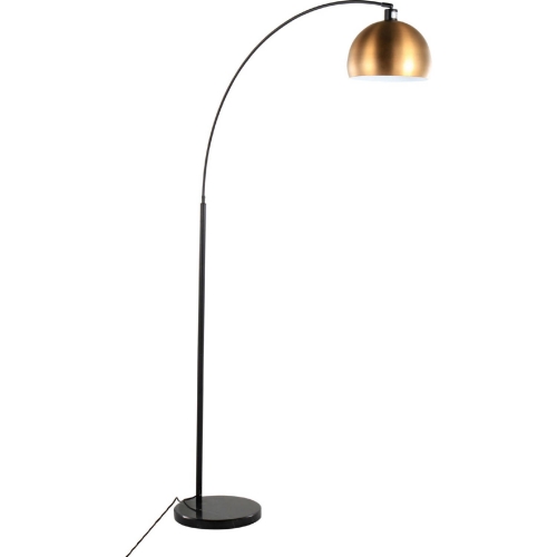 March Floor Lamp in Black Marble, Black Metal & Antique Brass Metal Shade